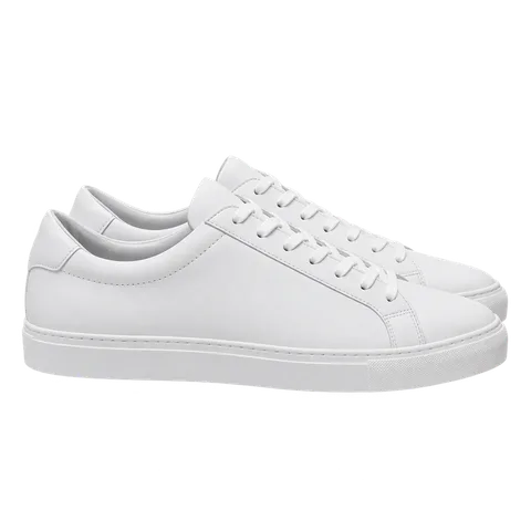 A pair of white sneakers.