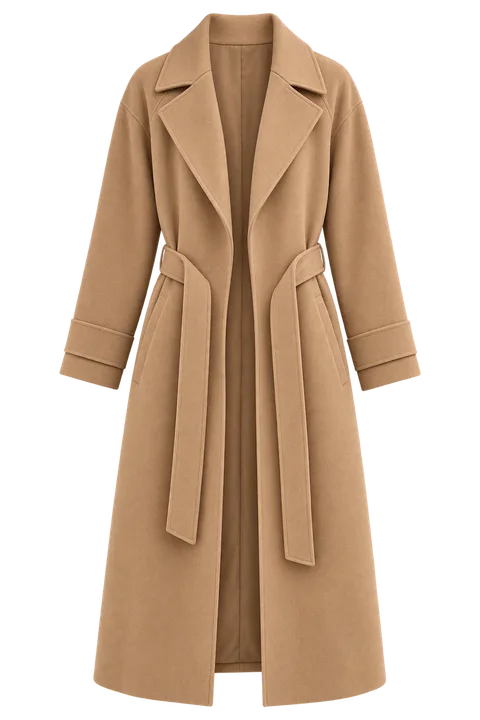 A camel trench coat.